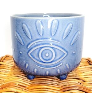 Evil Eye Ceramic Footed Planter